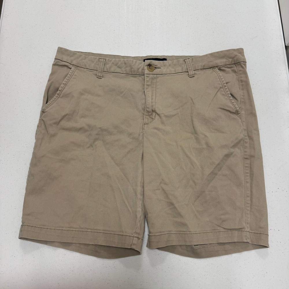 Aeropostale Womens 16 Khaki Tan 9 Inch Bermuda Chino Shorts‎ Stretch Cotton
